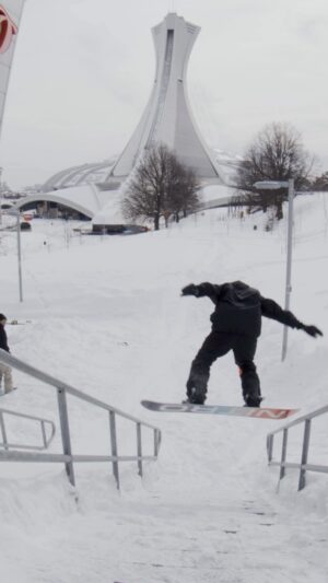 Sébastien Toutant Instagram - Using the stairs properly 😜
 #montreal #street #olympic #snowboarding 
📹: @max_trudel