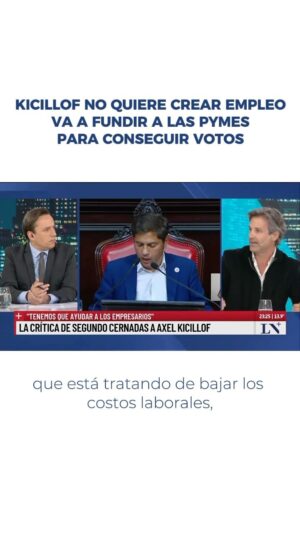 Segundo Cernadas Instagram - Los argentinos hacemos un esfuerzo para bajar el costo laboral y crear empleo. 

Mientras tanto, Kicillof va a fundir a las PyMES con costos laborales altos solo para buscar ganar las próximas elecciones.