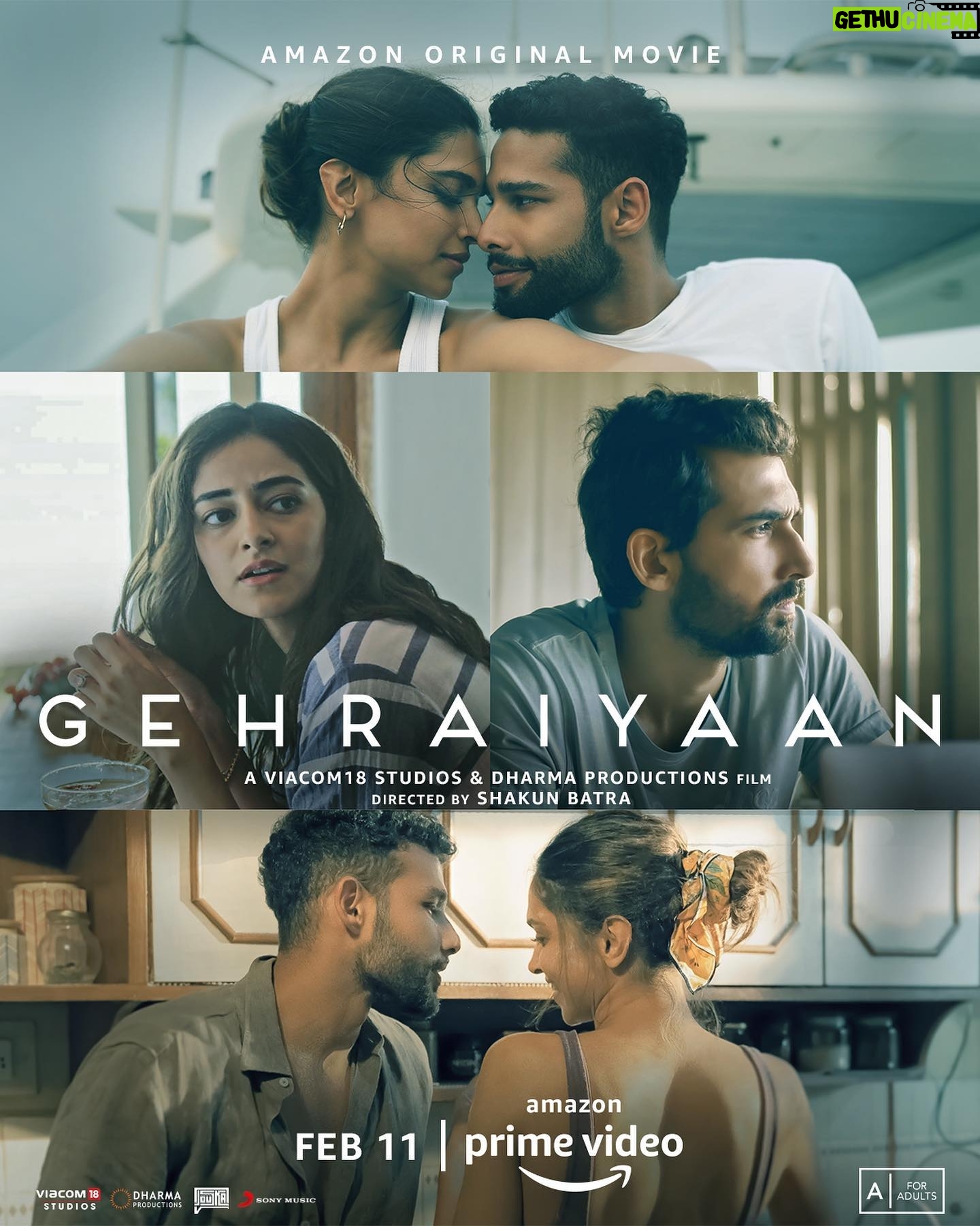Shakun Batra - 8.2K Likes - Life is good and it does get better when you wait, but for now here is something for you!💙
#GehraiyaanOnPrime releasing Feb 11.
@karanjohar @apoorva1972 @ajit_andhare @deepikapadukone @siddhantchaturvedi @ananyapanday @dhairyakarwa @primevideoin @dharmamovies @Viacom18Studios @Jouska.films @sonymusicindia