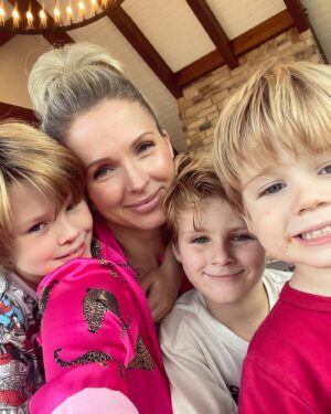 Shandi Finnessey Instagram - My sweet boys. 💕 Being a boy mom means I usually have a few bruises somewhere on my body that I don’t know how I got, I can find a baseball glove or a soccer ball somewhere in the house in under 3 minutes, I always have an assortment of snacks within arms reach and I’m never without someone wanting cuddles or kisses at any time of day or night. Our days are full of action and super heroes, and our hearts are full of love. 

This afternoon we invited Finn’s 1st grade class over for a Back to School party so we could meet the kids he spends every week day with and their parents. The kids were all adorable and LOVED meeting our pasture pets. 💖

After everyone left, our family had pizza in our pavilion for dinner and I was listening to Finn and Bodhi have the sweetest conversation.

Finn : Bodhi… who do you have a crush on? Jovie??
Bodhi : Huh? No. My biggest crush is Mommy. 

🥰🥰🥰

I love being a boy mom. I get to have FOUR guys in my life that think I’m just the bees knees. ✨