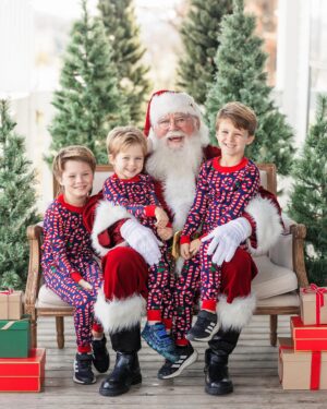Shandi Finnessey Instagram - I’m obsessed with our Santa pics this year. He spent so much time with each boy… asking how their year was, if they’re liking school, what they want for Christmas (Bodhi and Finn said “time machines” so yeah, good luck with that one, Santa). Christmas time is  just pure magic! Nothing quite like seeing the holidays through the eyes of a child.
