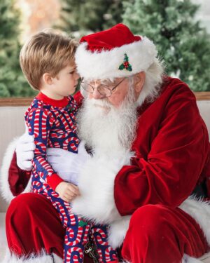 Shandi Finnessey Instagram - I’m obsessed with our Santa pics this year. He spent so much time with each boy… asking how their year was, if they’re liking school, what they want for Christmas (Bodhi and Finn said “time machines” so yeah, good luck with that one, Santa). Christmas time is  just pure magic! Nothing quite like seeing the holidays through the eyes of a child.