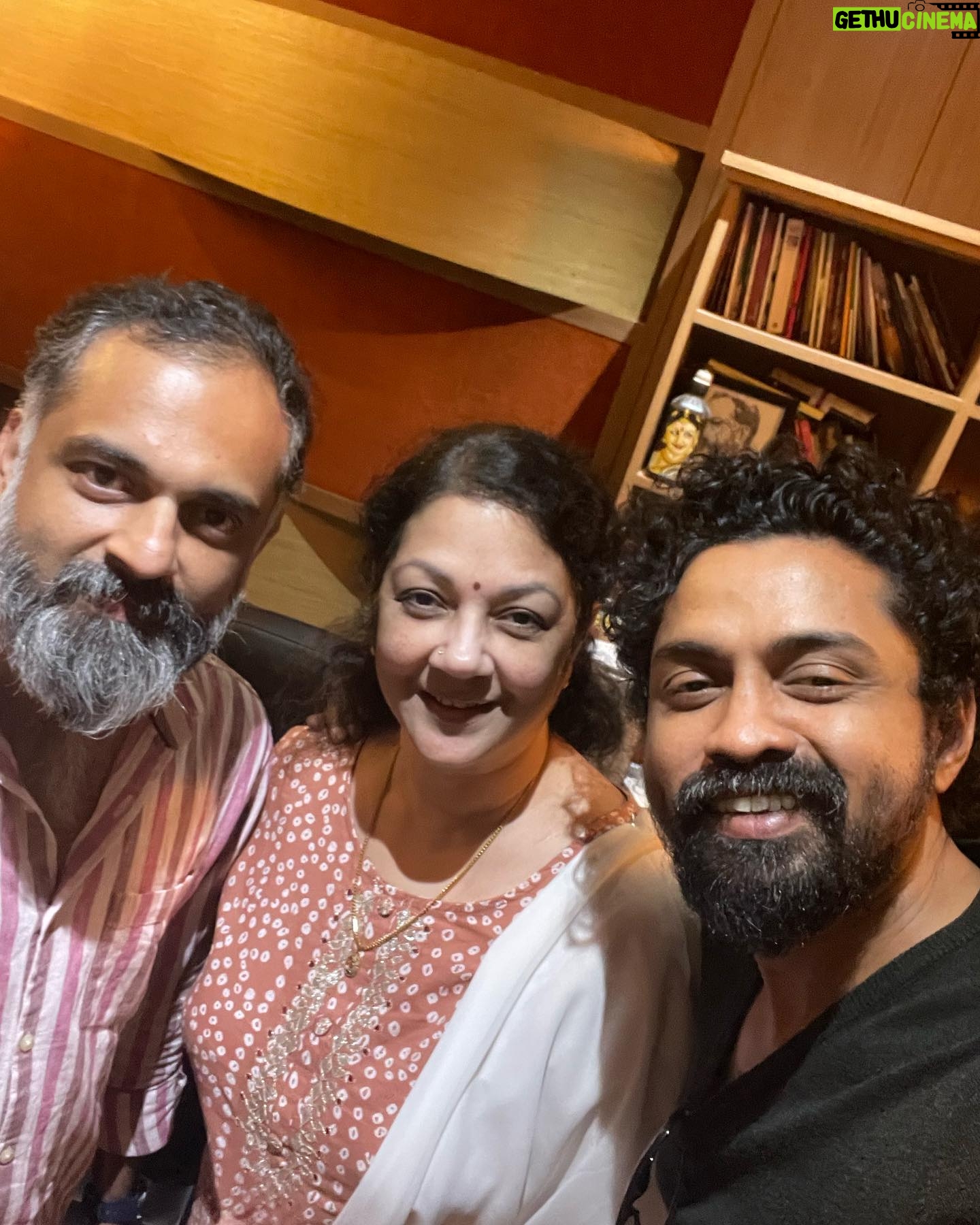 Shanthi Krishna - 0.9K Likes - Amazing experience singing a couple of lines for my new web series in maestro music director Bijibal’s recording studio today in Kochi 🥰A fan moment for me too 😍Thank you for this opportunity team of ‘MasterPeace’ 🙏🏻🥰