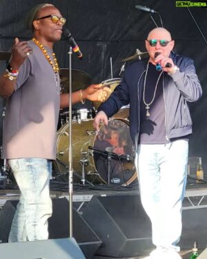 Shaun Ryder Instagram - Shaun & Kermit 🎙️
.
Black Grape at Guilfest 29.7.24. 🍇 
.
📷: Stephanie Allen @stephibshoes 
.
#BlackGrape #ShaunRyder #KermitLeveridge #Guilfest #Livemusic