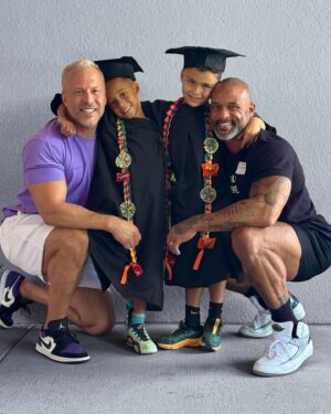Shaun T Instagram - 👨🏾‍🎓👨🏻‍🎓 We are proud parents of kindergarten graduates! Both boys have tested into the Accelerated Learning Program at their school for next year! We are so thankful to on their amazing kindergarten teacher and our huge support system that has helped them get here! #twins #graduates #proudparents