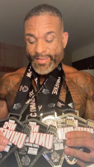 Shaun T Instagram - THANK YOU ALL SO MUCH! Stay tuned for the pics and videos from today! I couldn’t be more proud of the hard work @justin413fitness and I brought to the stage today! 4 medals isn’t bad for my first national show! Let’s goooo! 
#staytuned #bodybuilding #sport