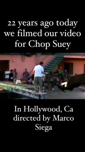 Shavo Odadjian Instagram - 22 years ago today, we filmed our video for Chop Suey in Hollywood Ca. It was directed by our friend Marco Siega. It was a 2 day shoot. On the first day we performed for 7-8 hours non stop.  It was a day I’ll never forget. 
.
.
.
.
.
.
#historyofadown #systemofadown #chopsuey #marcosiega #hollywood #videoshoot #toxicity