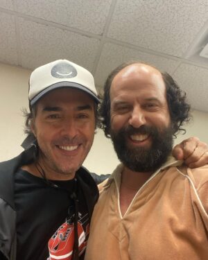 Shawn Levy Instagram - Yes, Murray Bauman is the MAN, as is @brettgelman. 
(and yes that is a limited edition Jim Hopper prison-break snowmobile T-shirt I’m wearing) #strangerthings