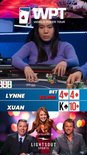Shawne Merriman Instagram - Calm, cool, collected. @helloitslynne stacks her bets on @worldpokertour streaming on Lights Out Sports!  Follow @lightsoutsportstv for more!♠️♥️♣️♦️

#gambling #poker #wpt #worldpokertour #pokerlife #pokerplayer