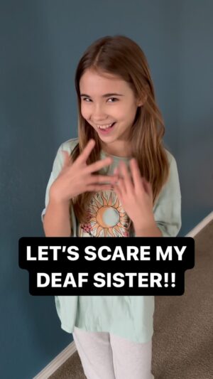 Shaylee Mansfield Instagram - Deaf vs. Hearing sister scare showdown! 🤣 Watch to see who is the scare queen. 👑 Is it me, the Deaf sister or my hearing sister? The answer: it’s super easy to scare one of us. #hearingvsdeaf