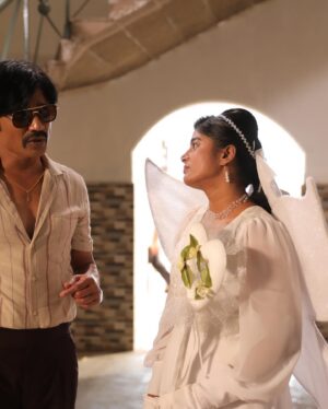 Sheela Rajkumar Instagram - நன்றியும் அன்பும் 😊
.
.
.
.
.
@ksubbaraj & team 
@iam__sjsuryah (kiruba mama)

#sheela #jigathandadoublex #cameoappearance #feelgood #lovemyself❤ #workingstills🎥 #greatexperience