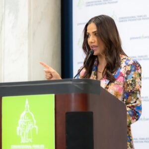 Sheetal Sheth Instagram - There’s nothing like being seen. 

Which is what it feels like for me when I’m in a room full of people touched by cancer. It’s instant connection and love and understanding like no other.

This horrible disease is an epidemic that keeps growing and touching people younger and younger. So grateful to be in community and partnership with @preventcancer who are doing life saving work. They not only advocated for April to be Cancer Prevention and Early Detection Month, but they got the Congressional Families together to champion cures.

Humbled that they asked me to speak but even more deeply indebted to know some of the brilliant minds on the front lines. 🙏🏽

FUCK CANCER.

Thank you @tedbaker for the fits. ✨🙌🏽
📸: @marionmeakemphotography 

#fuckcancer #breastcancerawareness #health