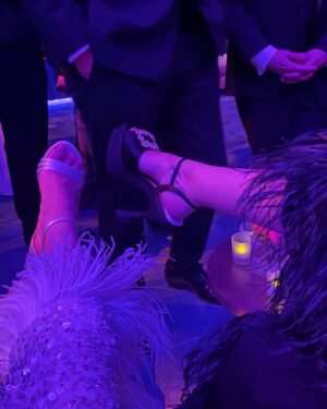 Siân Heder Instagram - So much fun at the #vanityfair party. Last year I didn’t make it there until 2am and all I remember was wolfing down and an In-N-Out burger and accidentally leaving my Oscar in a flower bed. This year was much more civilized. My favorite moment was running into @daniebb3 - how far we have both come since season one of Orange is the New Black - I love this woman. And Marlee and I both covered in feathers. Thank you @juliedelibran for the beautiful look. @ireneneuwirth for the jewelry. And @edmondalison @christianmarc and @kelawong for getting me off the couch and out for such a great night.
