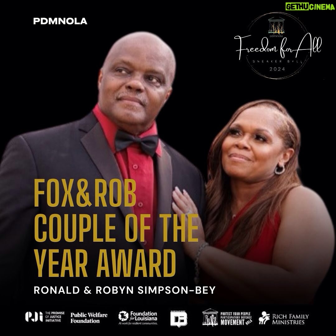 Sibil Fox Richardson - 55 Likes - It is our honor to award Ronald & Robyn Simpson-Bey the PDMNOLA Fox&Rob Couple of the Year Award for the 2024 Freedom For All Sneaker Ball. āØ
Ronald D. Simpson-Bey and Robyn Hasan-Simpson, a dynamic couple at the forefront of criminal justice reform. Ronald is the Executive Vice President of Strategic Partnerships at JustLeadershipUSA, a national leader in decarceration efforts, and a respected voice in criminal justice policy. Robyn serves as the Executive Director of Women on the Rise GA, empowering formerly incarcerated women through grassroots advocacy and educational initiatives like HOAPE, which promotes voting rights statewide. Together, they advocate for transformation and equity, actively shaping the future of justice in Atlanta and beyond.
To support PDMNOLA, visit our website at pdmnola.org š¤
#SneakerBall2024 #FreedomForAllSneakerBall #PDMNola #pdm #NewOrleans #PDMNola504 #FoxandRob #richfamilyministries #PromiseofJusticeInitiative #PublicWelfareFoundation #SiliconValleyDeBug #FoundationforLouisiana #NewOrleansCommunitySupportFoundation