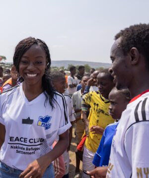 Sibongile Mlambo Instagram - Who's NOT hyped about the World Cup right now?! Soccer is the sport that single-handedly brings the world together - literally. 

While visiting Nakivale Refugee Settlement in Uganda with @rotaryinternational, I was assigned a team and we won! I experienced how a simple soccer ball can bridge together peace and much needed support between distinct communities. 

#playon #peace #soccerforall #worldcup #rotaract #rotary #rotaryinternational #advocate #africa #humanitarian #aid #flashbackfriday #uganda