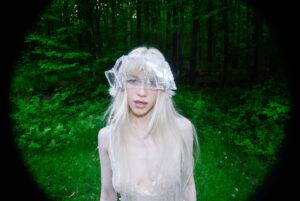 Sideara St. Claire Instagram - Ma’am there’s something on your head 
Some of the new hats I made for @worldofmyownnyc’s Metamorphosis runway 🦢🩶 I forced my boyfriend to take pictures of me in the woods and bugs ate me alive I’m actually losing my mind omg I need a Benadryl or something