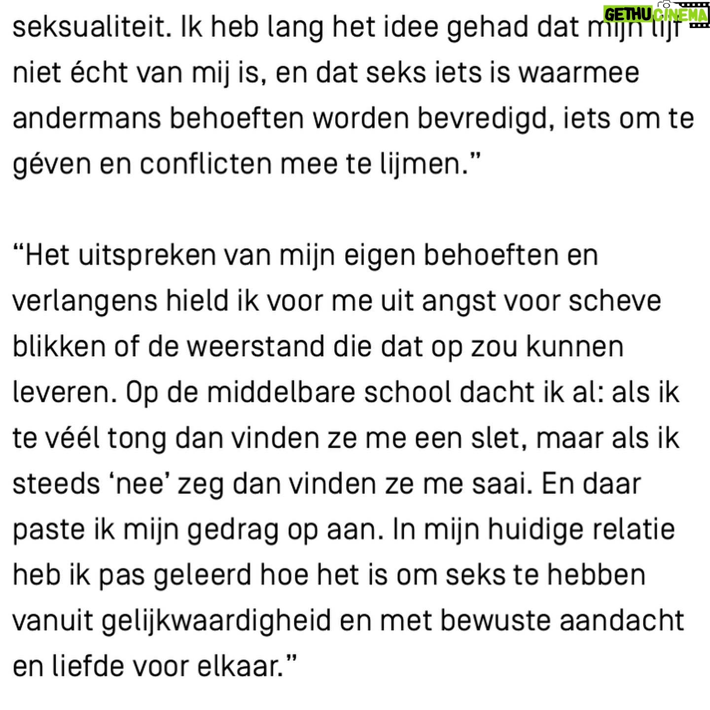 Sigrid ten Napel - 1.9K Likes - Over te veel of te weinig tongen, kattenkwaad, verstoppen en activisme, over eetbuien, Ayahuasca, seksualiteit en grensoverschrijdend gedrag, over liefde en overwinnen. Een zoveel mogelijk navolgbaar verhaal in een beperkt aantal woorden over niet altijd logische processen van jaren. Ofwel een interview. (Het geheel is te lezen via de link in mān bio. Geschreven door @larsdellemann fotoās van @tengbehkamara voor @brandpuntplus )