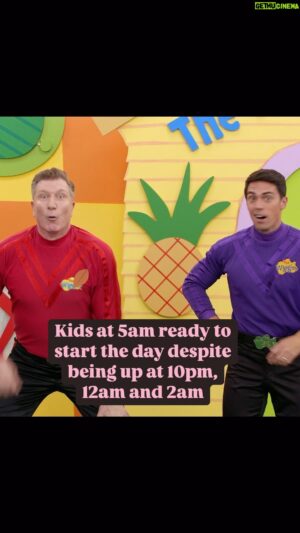 Simon Pryce Instagram - 11pm, 1am, 3am no matter what time of day it is, 
it always starts at 5:30am 😂

We’ve live a whole day here and it’s only 9:40am

Who’s with us? 

#TheWiggles #Parents #Toddlers