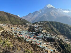 Simone Moro Instagram - Here is Everest in warm and sunny late autumn. 

When I keep repeating that astronomical winter is the one and only beginning of the true and only winter climbing season in the northern hemisphere, it is because after 22 winter expeditions I know what I am saying.
It is not to create a controversy with friends who start climbing earlier, but just to make you understand why I agreed to fail after December 21st instead of changing the rules in my own favor. I never touched the mountain before December 21st 😇

Pic. #2 Namche Bazaar 3440 m
Pic. #3 Sunny and dry upper Khumbu valley

_______________________________
• MANASLU WINTER EXPEDITION •

#manaslu #manaslu2023 #manasluwinterexpedition
#NeverStopExploring
• Theme:
#SimoneMoroAlpinist
• Sponsored by:
@thenorthface @lasportivagram @garminitaly @camp1889outdoor @dfsportspecialist @gruppo_autotorino @somainitalia @lamantafoods @framar.spa @altitudehelicopters @thenorthfaceIT @thenorthface_climb
• Managed by:
@mariannazanatta @sportsandbeyondagency