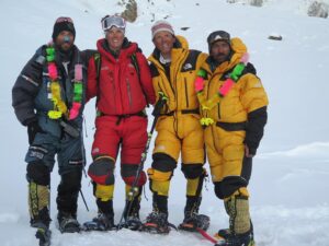 Simone Moro Instagram - February 26th, 2016 - First winter ascent of Nanga Parbat

After more than 30 attempts, finally 7 years ago 4 mountaineers on the largest mountain on the planet wrote the history of high-altitude winter ascents. 

A dream realized with a team that can be called perfect. 

For me it was another little piece of history, the fourth and only time the same mountaineer climbed 4 different 8000-meter peaks in winter premiere. A dream within a dream!

Team: Alì Sadpara Simone Moro Alex Txicon Tamara Lunger. 

_______________________________
#NeverStopExploring

• Theme:
#SimoneMoroAlpinist
• Sponsored by:
@thenorthface @lasportivagram @garminitaly @camp1889outdoor @dfsportspecialist @gruppo_autotorino @somainitalia @lamantafoods @framar.spa @altitudehelicopters @thenorthfaceIT @thenorthface_climb
• Managed by:
@mariannazanatta @sportsandbeyondagency