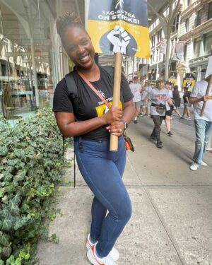 Sipiwe Moyo Instagram - On this #LaborDay I want to express support for and solidarity with all those whose hard work has been undervalued for too long. Swipe right to see an example of how corporate greed exploits the labors of talented, skilled, and deserving #unionworkers. A decades’ worth of my sweat equity was sold to foreign markets for pennies on the dollar. This is why we strike! 💛💪🏿✊🏿🖤
.
.
.
.
.
#unionstrong #sagstrike #wgastrong #wgastrike @netflix @warnerbrostv @lionsgate #amptp #allianceofmotionpictureandtelevisionproducers