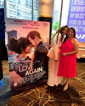 Sofia Barclay Instagram - pink carpet last night 💕💗💓🌸with my favourite peeps for @loveagainmovie 
Out in 🇺🇸may 5th & 🇬🇧may 12! im so in love with this film & can’t wait for you to see it!! 

@priyankachopra @samheughan @eshornstein @thunderroadpictures @jimdrewthis @sonypictures @nickjonas @drmadhuakhourichopra 

suit of dreams by the inimitable @eliesaabworld & sparkles by @bulgari ✨🪬🤍 hair by my twin @davidcolvin & makeup by the genius @cygmakeup 🙏🏽