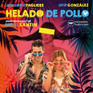 Sofía González Instagram - Helado de pollo 🍦🍗
MARTES y DOMINGOS de JUNIO en @microteatroba 💜 22.25, 22:55, 23:25 y 23:55 🎭

Cris tiene una heladería tradicional, pero su novio propone un gusto que revolucione la industria. Helado de pollo. La única condición: pedirle permiso a Moria.

Dramaturgia y dirección de @maricelsantin 
Actuamos con @jipagliere_ 

Todo es felicidad con este equipe tan hermoso y fenomenal 🌈

¡Les esperamos!

Ph @nacholunadei 
Diseño gráfico @san.fracca 

#microteatro #buenosaires #palermo #argentina #bar #teatro #actriz