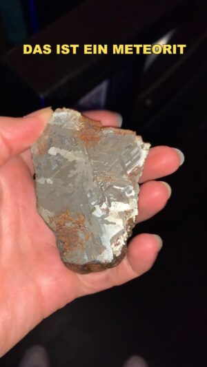 Sofia Kats Instagram - Dieser Meteorit fiel erst diesen April runter in Elmshorn bei Hamburg. 
☄️
Die Strukturen im Video nennt man auch ‚Widmanstätten-Strukturen‘.
🪐
Die Struktur entsteht bei sehr langsamer Abkühlung (1 bis 100 Kelvin je eine Million Jahre). Uuunfassbar langsam also. Macht es daher nachvollziehbar, wieso diese Strukturen nicht auf der Erde reproduziert werden können. Sie sind ein Erkennungsmerkmal für Eisen aus Meteoriten.
.
Um es zu sehen, muss man den Meteoriten
anschleifen, polieren und mit methanolhaltiger Salpetersäure anätzen (sagt Wiki).
.
Ni-arme Kristalle werden stärker von der Säure angegriffen und aufgelöst. 
Ni-reiche Kristalle bleiben stehen.
.
Wir haben uns den im @planetariumhamburg angesehen. Worth a visit. (Keine Werbung. Waren zum Asteroiden-Tag da.)
#wissenschaft #astronomie #weltall #meteorit
