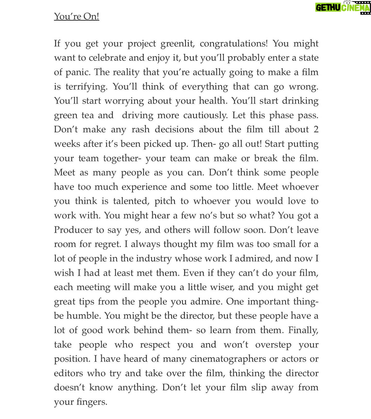 Sonam Nair - 277 Likes - Excerpts from my blog from 11 years ago, right after I processed the making of my first film. Hope this helps all the first-timers! Break a leg, guys!
Full post ka link is in my stories.
#filmmaking #directing #screenwriting #makingyourfirstfilm #filmdirection #filmschool