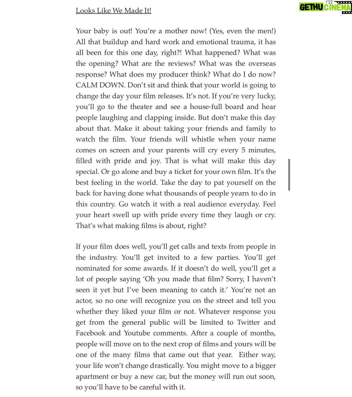 Sonam Nair - 277 Likes - Excerpts from my blog from 11 years ago, right after I processed the making of my first film. Hope this helps all the first-timers! Break a leg, guys!
Full post ka link is in my stories.
#filmmaking #directing #screenwriting #makingyourfirstfilm #filmdirection #filmschool