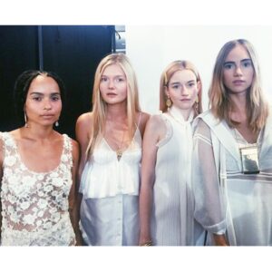 Sophie Kennedy Clark Instagram - Les Muses. We did a little walk and twirl for @alexanderwangny last hurrah with @balenciaga PARIS fashion week. What fun what an honour. Alex you rock! ⚡️ @juliagarner94 @zoeisabellakravitz @juliagarner94 @sukiwaterhouse #virginsuicides #dontspill #catwalk #SS16