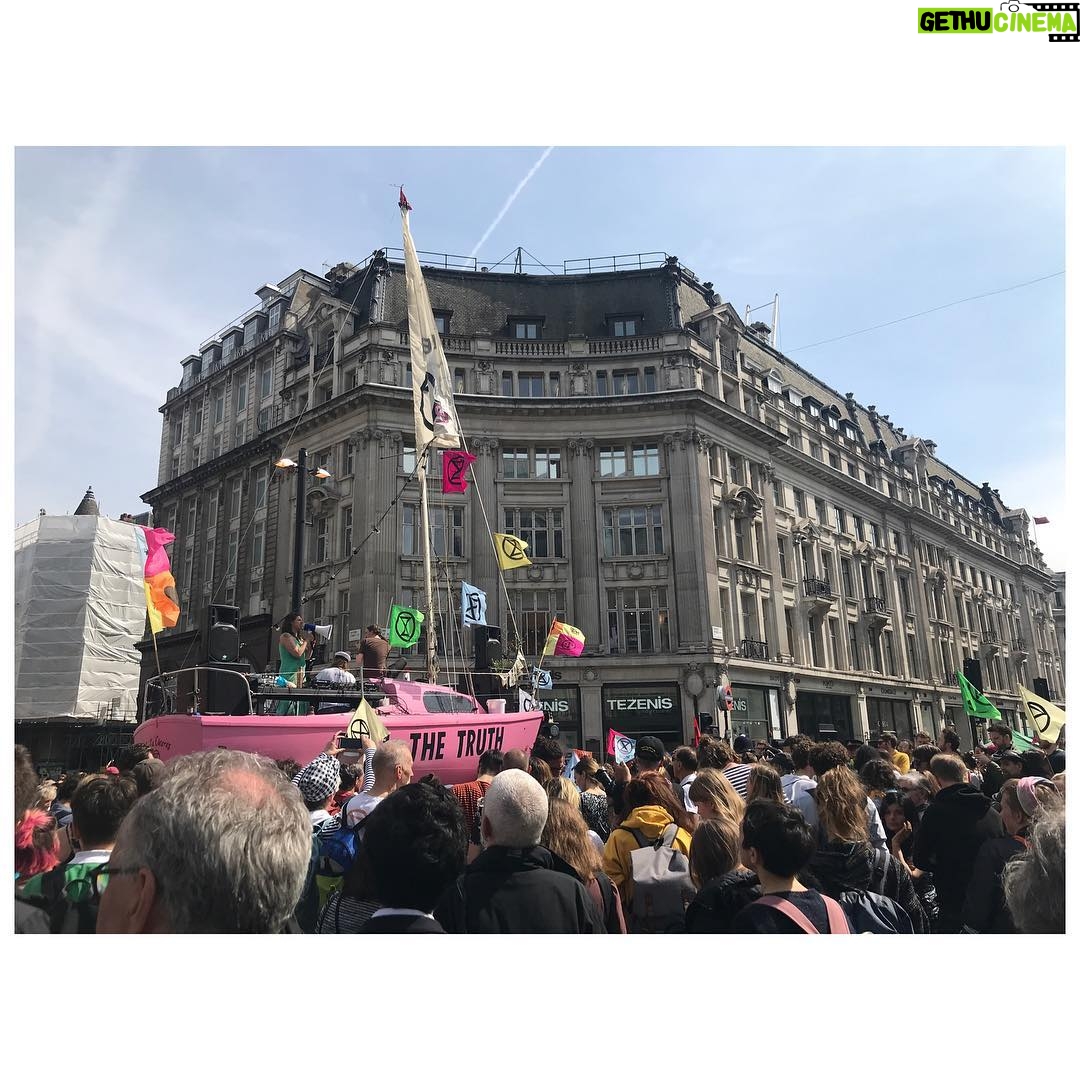 Sorcha Groundsell - 863 Likes - I’m so completely in awe of the amazing folks down at @extinctionrebellion ‘s protest sites. It’s a real testament to the beauty of humanity and the strength that comes in a group of people fighting for a common cause, and I was so honoured to stand with you today. I urge you all to come down to any one of the blockades across London and feel the joy for yourselves. It’s a numbers game, and whatever time you can spare will make a huge impact. Join the party. #extinctionrebellion #climateactionnow