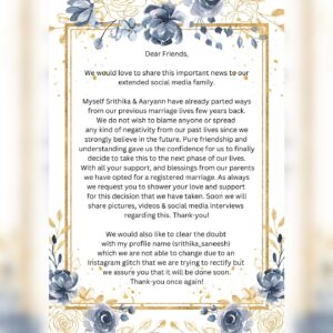Srithika Instagram - Important Update to our Social Media family 💐🙏🏼 with @ssr_aaryann