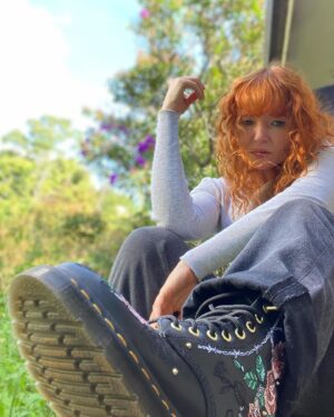 Stef Dawson Instagram - Rosa in “SUPER ROSA”…. The most reluctant of heroes. Trust me.. 🥀🎬 @breathless.films @drmartensofficial