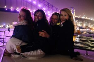 Stef Dawson Instagram - ✨✨2020✨✨Grateful to ring in the new year with these beauties @rebecca_ratcliff @melissageeves & Norma 💜 Thank you Captain legend @elemenohpee85 ⚓️ 📸 killer shot by Geeves #2020