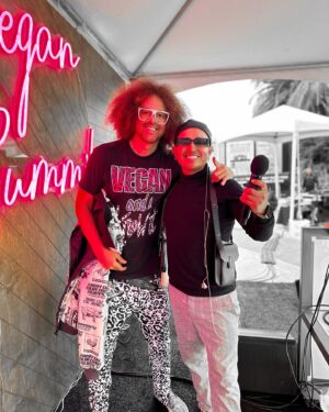 Stefan Gordy Instagram - We teamed up with my Brother @Redfoo to bring the party to the @veganwomensummit in Hollywood! 🎉🌱 Such an electric atmosphere and unforgettable vibes at the @impossible_foods VWS After Party.🤘🏽🎤 🎶 

I remember driving all the way to Vegas for Party Rock Mondays at @marqueelv with my friends. It was my favorite party in the world. Now here I am sharing the stage with my Vegan Brother from another. 

Full circle moment. 🙌🏾

📸 @djjezzyb ( @plantbasedamor ) 

Tag someone you Party Rocked with 👇🏽🦓🎉

#VWS2024 #PartyRock #DJ #VeganWomenSummit 
#VeganAndIKnowIt #Vegan