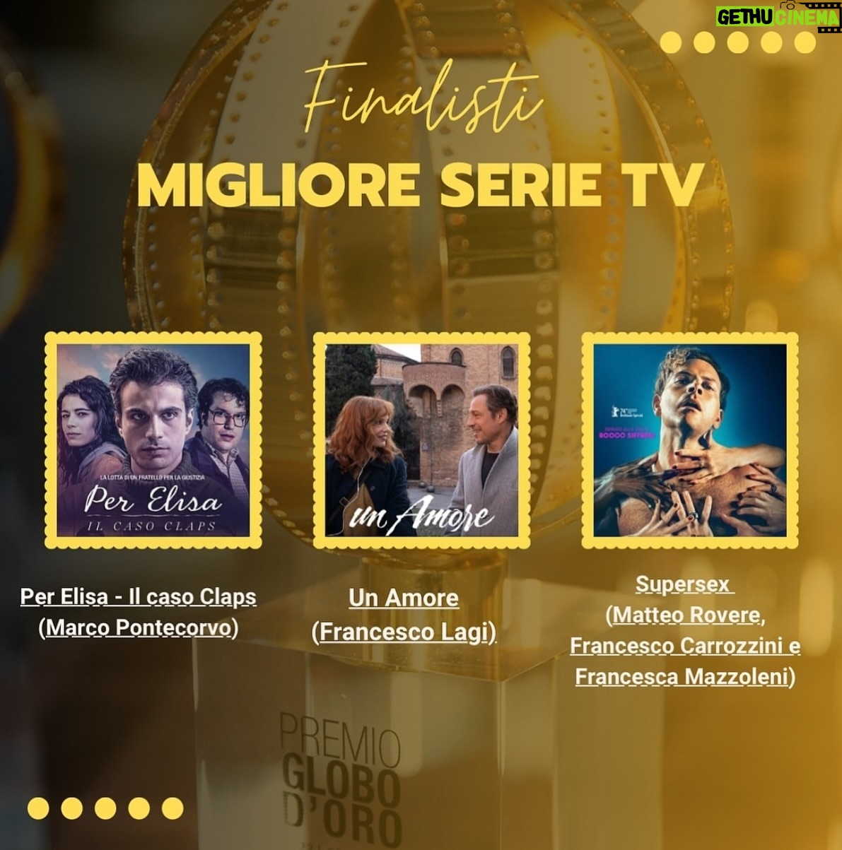 Stefano Accorsi - 10.5K Likes - Un Amore ĆØ candidata come miglior serie dellāanno al Globo dāOro!!! Il premio assegnato dallāAssociazione Stampa Estera in Italia. Ringrazio di cuore i giornalisti provenienti da ogni parte del mondo che ci hanno votato! E ringrazio sempre tutti voi che avete amato in modo cosƬ speciale questa serie. E adesso š¤š¤š¤š¤š¤ā¦ā¦.
@globodoro #unAmore