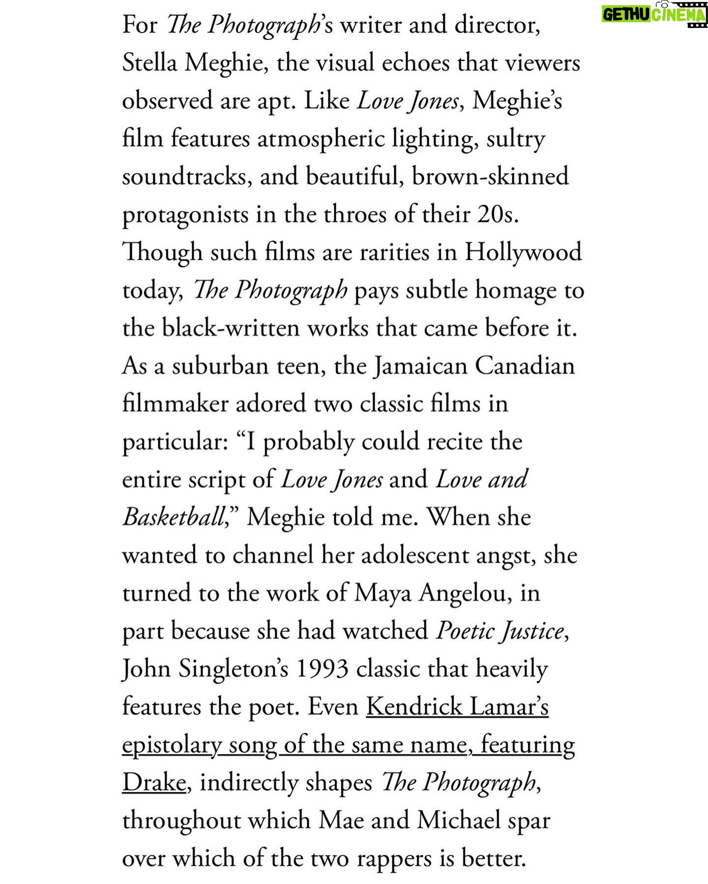 Stella Meghie - 2K Likes - Thank you so much to @ethiopienne for this wonderful piece in @theatlantic. Women don’t often get asked to talk about the craft so talking to her about the film meant a great deal. We’re not just here to be quoted when the lack of women in film is trending. Read the whole story over at The Atlantic. Link in bio. Previews for @thephotographfilm start tonight!