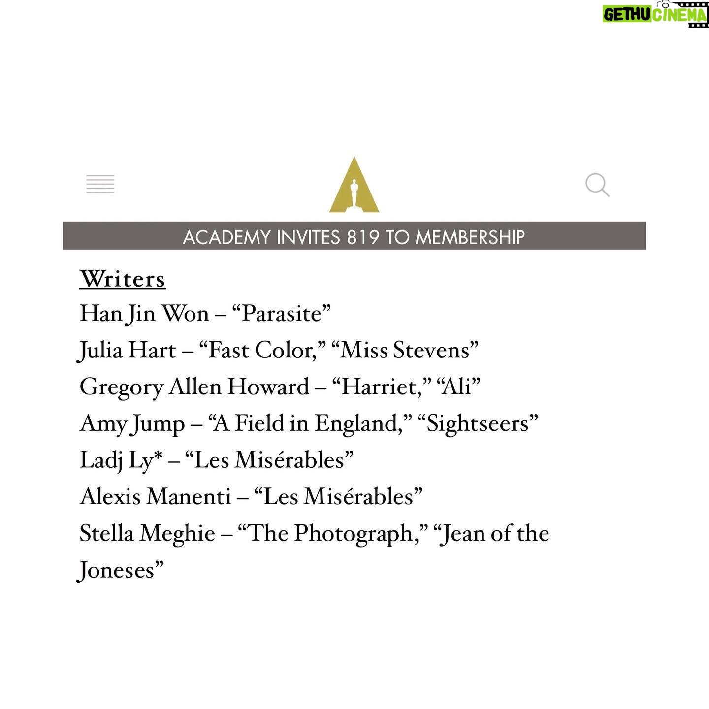 Stella Meghie - 1.7K Likes - Excited to be a new member of @theacademy ! Proud to be part of this talented class with so many friends. Congrats to @juliamhhart @robertglasper @kelvharrjr @lakeithstanfield3 @teyonahparris, @johndavidwashington, @nlyonne, @matthewacherry, @talithawatkins, @ashleynhlnd, @yasmine_pearl, @flackadoodle and Rob Morgan!