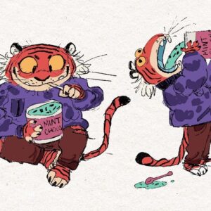 Stephanie Garcia Rizo Instagram - Y’all loved this Tiger with their fluffy sweater!  Inspired by my love of mint chocolate chip ice cream craving. ➡️ swipe for process :) 

#art #tiger #illustration #animation #chracterdesign #doodle #icecream