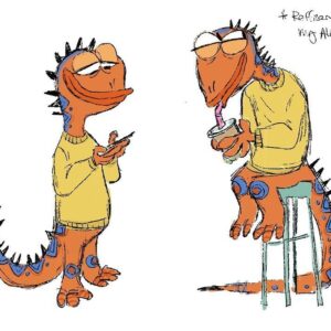 Stephanie Garcia Rizo Instagram - Based of my Alebrije i have up on my wall. ✨✨This Dessert Lizard enjoying some ice coffee . ➡️ Process video and alebrije Refrence :) 

#art #illustration #animation #characterdesign #drawing #lizard