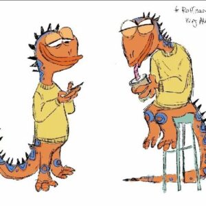 Stephanie Garcia Rizo Instagram - Based of my Alebrije i have up on my wall. ✨✨This Dessert Lizard enjoying some ice coffee . ➡️ Process video and alebrije Refrence :) 

#art #illustration #animation #characterdesign #drawing #lizard