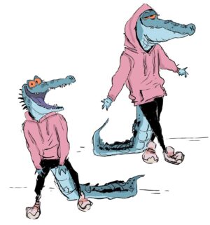 Stephanie Garcia Rizo Instagram - Had this character in mind a few days go~ it was inspired by @violainebriat and her Croc Mask!! ✨✨

#art #animation #drawing #sketch #characterdesign #doodle #aligator #crocodile #illustration