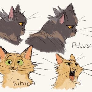 Stephanie Garcia Rizo Instagram - My two little fuzz balls - Pelusa & Simba. 🐈🐈‍⬛✨✨ swipe ➡️ For video process :) 

#art #animation #drawing #sketch #cat #characterdesign #illustration #sketchbok #procreateart