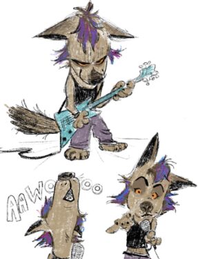 Stephanie Garcia Rizo Instagram - Some more Riot Girl scene Character design sketches~Swipe for process video 🤘🏽➡️ 

#sketch #characterdesign #drawing #wolf #rock #riotgirls #punk #illustration #art