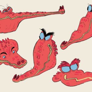Stephanie Garcia Rizo Instagram - Pink Alligators! This was fun and a challenge pushing these shapes. ➡️swipe for video ✨➡️ 

#art#animation #drawing #sketch #characterdesign #pink #alligator #cartoon