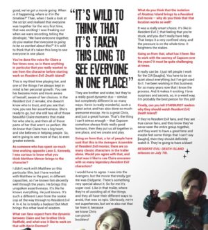 Stephanie Panisello Instagram - My interview with @starburst_mag is out! If your curious about my work as Claire Redfield in the Resident Evil Franchise, about the upcoming film Resident Evil Death Island and the Redfield brother sister duo back together- grab a copy on newsstands today! 

Resident Evil Death Island comes to theaters July 7th in Japan and to the US July 25th! 

Will you be watching the film? How excited are you to see the whole gang together for the very first time!? Let me know below 🎥🍿

Don’t forget to share this post with a friend!🧟‍♀️🧟‍♂️

📷: @dianalragland 

#ClaireRedfield #ResidentEvilDeathIsland #d_island 

#chrisredfield #jillvalentine #leonkennedy #rebeccachambers #residentevil