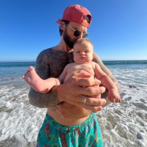 Stephanie Simbari Instagram - Four months with this beautiful squish, can’t believe I ever lived without his wise and radiant smile or tiny giggles, gurgles, sneezes, and farts. Witnessing him discovering himself and embracing him as our little road dog is pure joy. Being a mom has given my heart so much purpose, a lifetime with this guy hardly seems like enough. 🤩❤️‍🔥