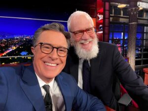 Stephen Colbert Instagram - How it’s going… how it started. 

Welcome back, @Letterman! #Colbert