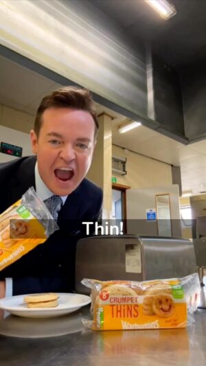 Stephen Mulhern Instagram - #Ad THIN crumpets @Warburtonsuk?? 🤔 This is unbelievable 🤯🤣 #Warburtons